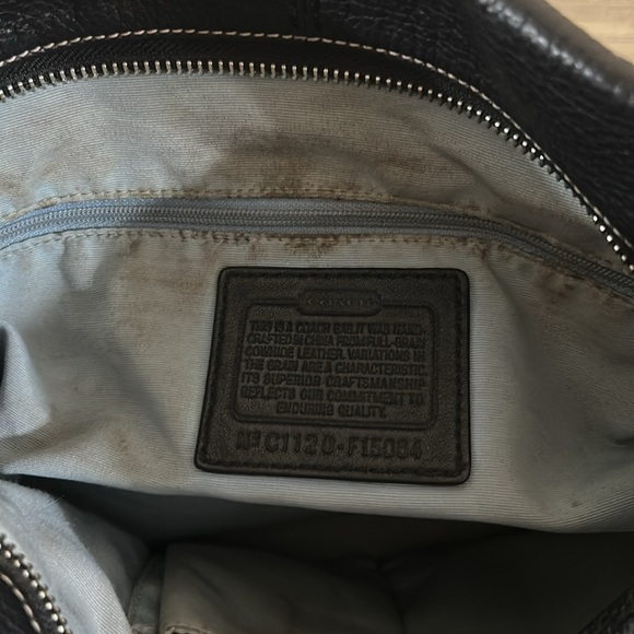 Coach F15064 Black Pebbled Leather Shoulder Bag Hobo Bag Purse - Picture 13 of 15